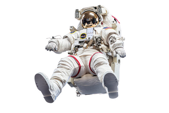 astronaut flying outerspace on isolated transparent background
