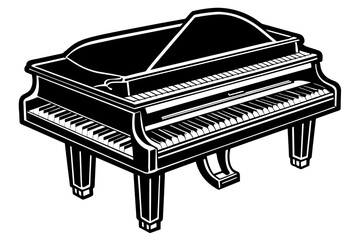 piano silhouette vector art illustration