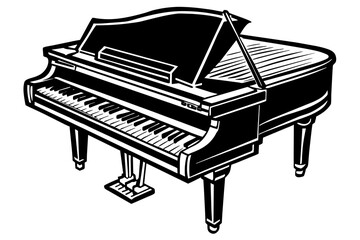 piano silhouette vector art illustration