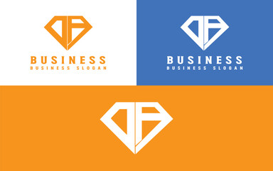 Letter DA Logo Design in a Diamong Shape, DA Diamond Logo