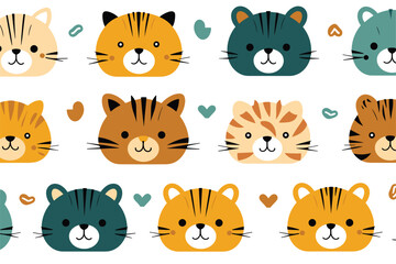 seamless baby tiger pattern vector