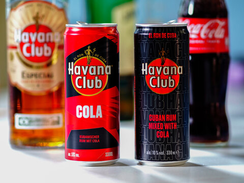 In this photo illustration, cans of Havana Club Mixes ready-to-drink  seen displayed on a table.