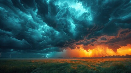Fototapeta na wymiar Approaching Storm Over Field