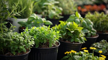 Various kind of fresh herbs