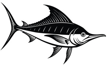black and white billfish vector