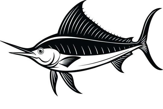 recommend clip art: black and white billfish vector