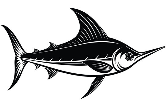 recommend clip art: black and white billfish vector