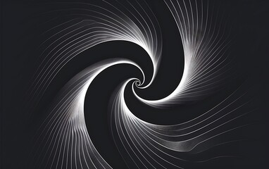 White lines in the shape of a spiral on a black background, in the simple vector art style,