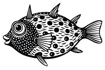 black and white boxfish vector