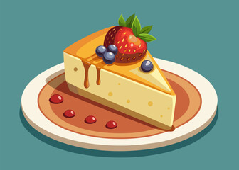 Enjoy a delicious cheesecake served on a simple white plate