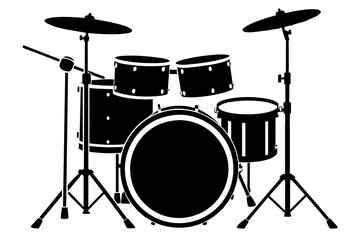  drum set silhouette vector art illustration