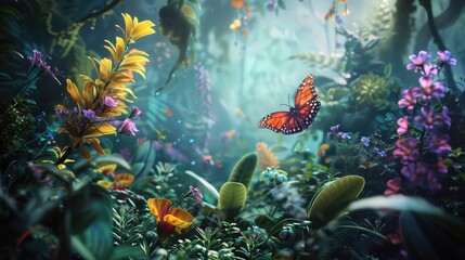 A digital painting inspired by the beauty of nature, with vibrant colors and intricate details capturing the essence of flora and fauna in exquisite detail.