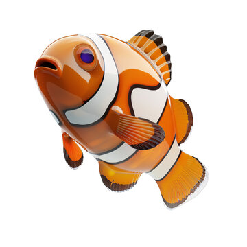 Clown Fish isolated on transparent background. 3D render. ai generative