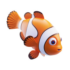 Clown Fish isolated on transparent background. 3D render. ai generative