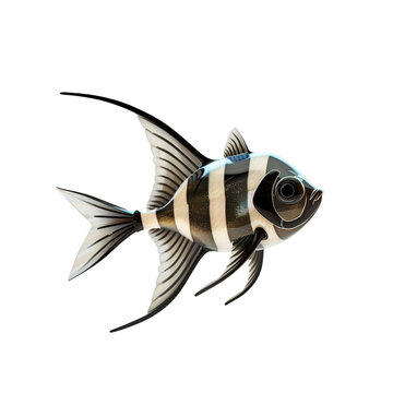 cute 3d fish icon . 3d rendering of Banggai Cardinal Fish (Pterapogon kauderni). ai generative