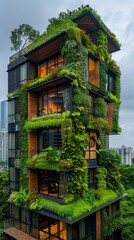 Fototapeta na wymiar Urban environment incorporating pothos and greenery as integral architectural elements for sustainable cityscapes