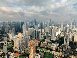 Residential area and office buildings in Makati City. Skyline in Metro Manila, Philippines.