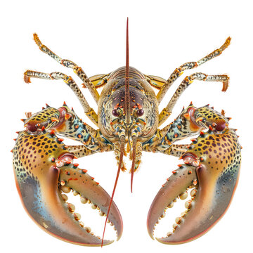caribbean spiny lobster aquatic animal on isolated transparent background