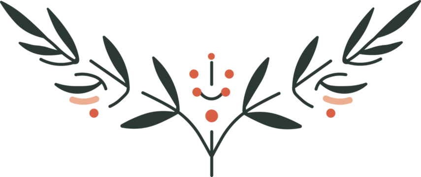 Flower and leaves corner border, flower aesthetic, hand drawn branch