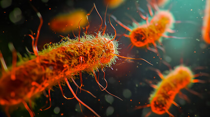 Mycobacterium cholerae under microscope. 3d visualization.