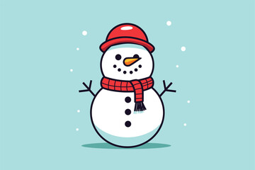 Fototapeta premium snowman colorful vector illustration