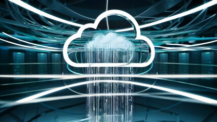 Advancements in cloud computing technology drive the success of cloud migration strategies. Concept Cloud Computing, Technology Advancements, Cloud Migration, Success Strategies