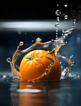 AI realistic orange water splashes photo