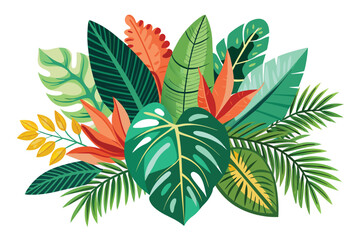 tropical leaves set vector on isolated background