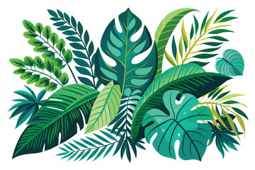 tropical leaves set vector on isolated background