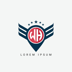 Luxury WH HW Letter Wing with Shield Logo template
