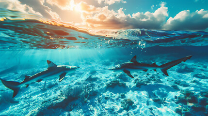 sharks in the ocean