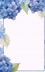 Blue and green watercolor hydrangeas frame,watercolor,botanical,hydrangea,blue,green,white,frame,border,watercolor,painting,art,illustration