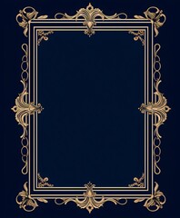 Ornate gold frame on a navy blue background.

