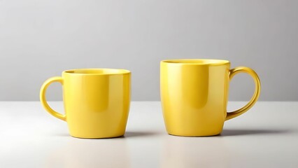 Yellow mug mockup on white background