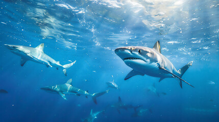 shark in the blue sea