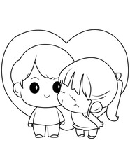 Cute couple coloring page 