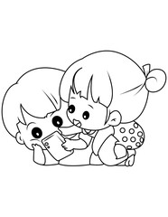 Cute couple coloring page 