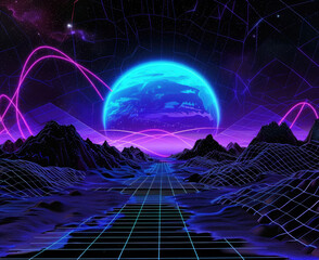 hyper detailed remix with a mostly blue vaporwave color palette on a void dark background