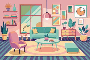 Home interior pastel art vector 