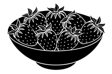 flower in a pot  taz-n-con-fresas-----silhouette--black-on-white-backgrund vector illustration