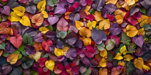A dense array of colorful autumn leaves creating a natural mosaic of seasonal beauty