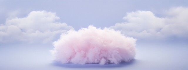 Fototapeta premium Pink fluffy cloudscape with a soft gradient background in pastel colors,3D rendering,minimalistic surreal art