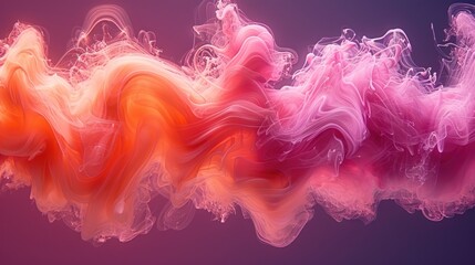 A pink and orange substance floating in the atmosphere - obrazy, fototapety, plakaty