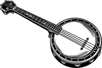 banjo silhouette vector art illustration
 - obrazy, fototapety, plakaty