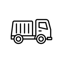 Garbage truck icon vector in line style