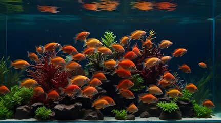 Fototapeta na wymiar aquarium poissons rouges .Generative AI