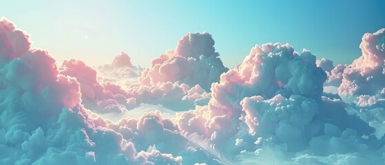 Cloudy blue sky abstract background, blue sky background with tiny clouds, 3d rendering - obrazy, fototapety, plakaty