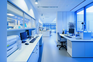 Modern medical laboratory with advanced analytical equipment