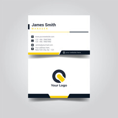 Elegant minimalist business card design in yellow and navy blue