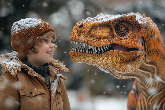 jongen met dinosuarus